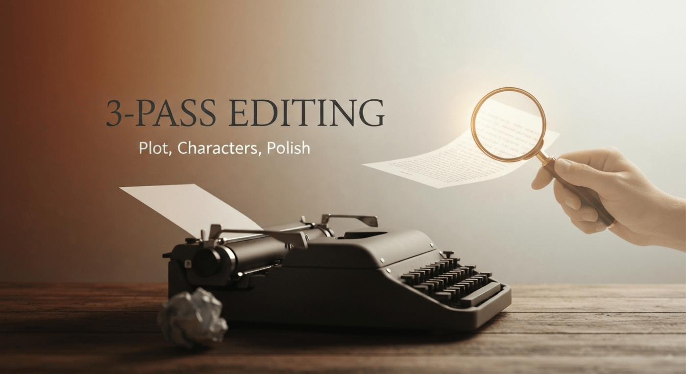 Three-Read” Editing System: From Big-Picture Plot Holes to Single-Word Fixes